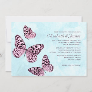 Vintage Butterflies Wedding Invitations