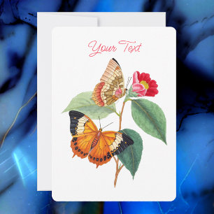 Vintage Butterflies, Your Text & Message, White Invitation