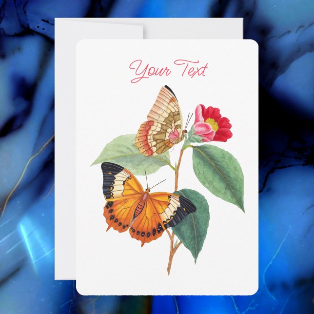 Vintage Butterflies, Your Text & Message, White Invitation (Creator Uploaded)