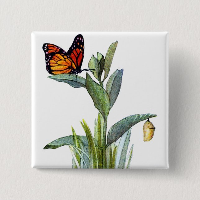 Vintage Butterfly 15 Cm Square Badge (Front)