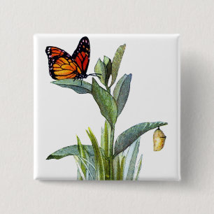 Vintage Butterfly 15 Cm Square Badge