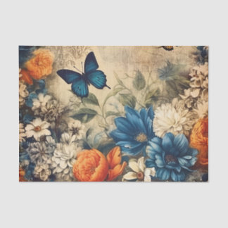 Vintage Butterfly and Flowers Decoupage Tissue Paper