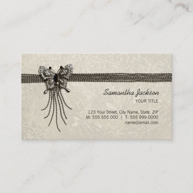 Vintage Butterfly Antique Jewellery business card (Front)