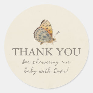 Vintage Butterfly Baby Shower  Classic Round Sticker