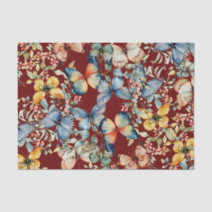 Vintage Butterfly Beautiful Burgundy Decoupage Tissue Paper