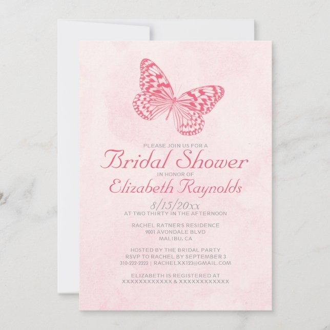 Vintage Butterfly Bridal Shower Invitations (Front)