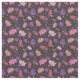 Vintage Butterfly Brown Floral Pattern Fabric