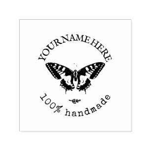 Vintage Butterfly Business Logo Distressed Self-inking Stamp