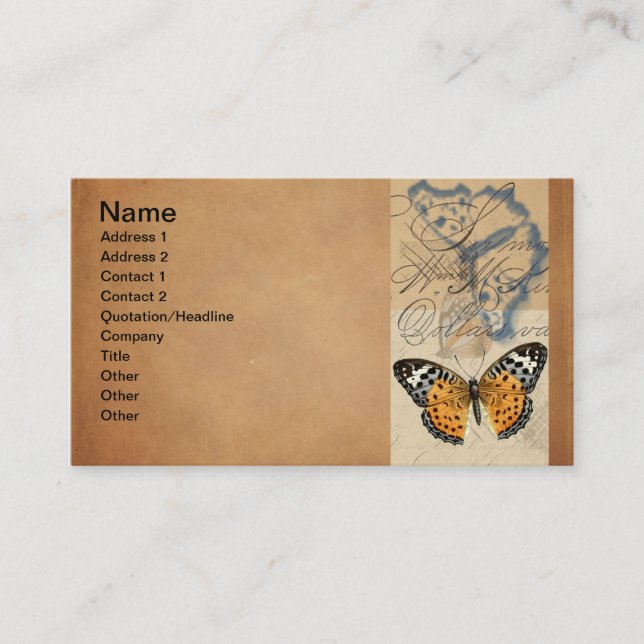 Vintage Butterfly Collection Business Card (Front)