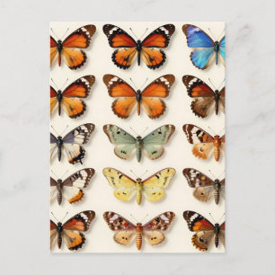 Vintage Butterfly Collection Grid Display Postcard