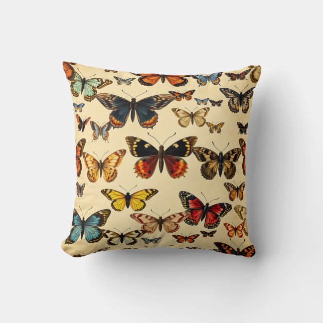 Vintage Butterfly Collection Pattern Cushion (Front)