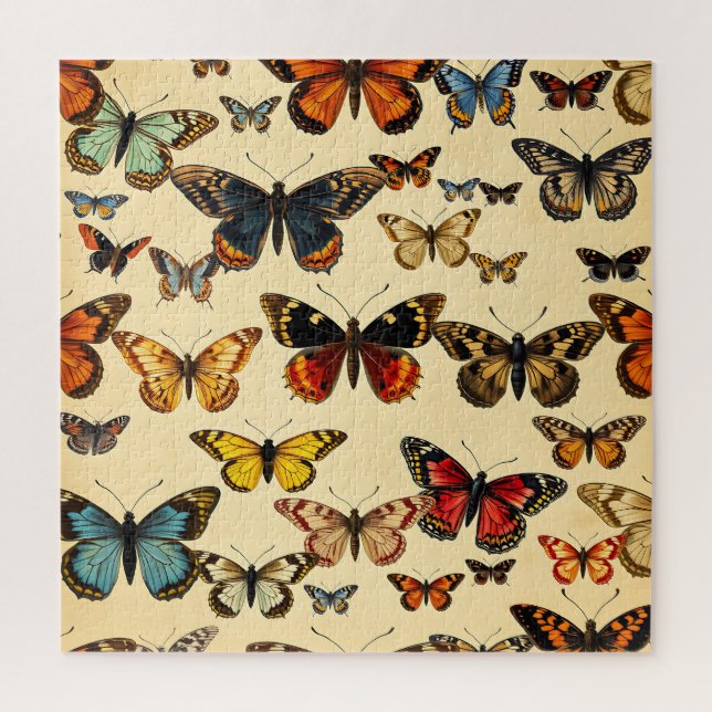 Vintage Butterfly Collection Pattern Jigsaw Puzzle (Vertical)