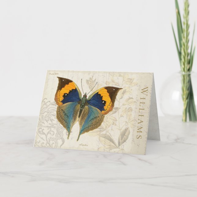 Vintage Butterfly Custom Folded Greeting Card (Front)