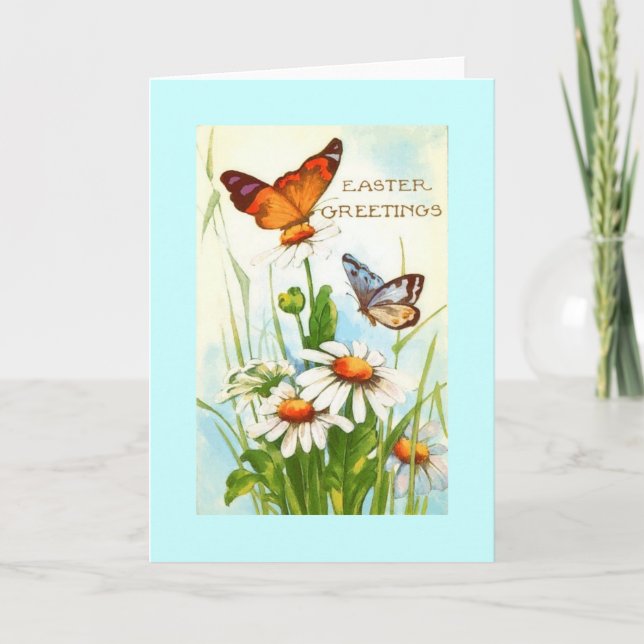 Vintage Butterfly Easter Greeting Card (Front)