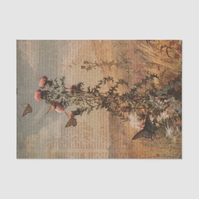 Vintage Butterfly Ephemera Tissue Paper (Front)