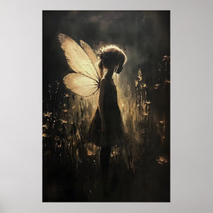 Vintage Butterfly Fairy Print, Antique Fairycore Poster