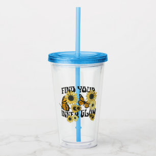 Vintage Butterfly Find Your Inner Glow Acrylic Tumbler