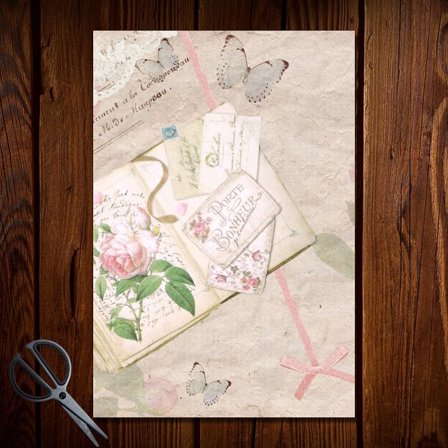 Vintage Butterfly French Book Ephemera Decoupage Tissue Paper (Creator Uploaded)