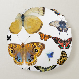 Vintage Butterfly Garden Round Pillow – Elegant Co