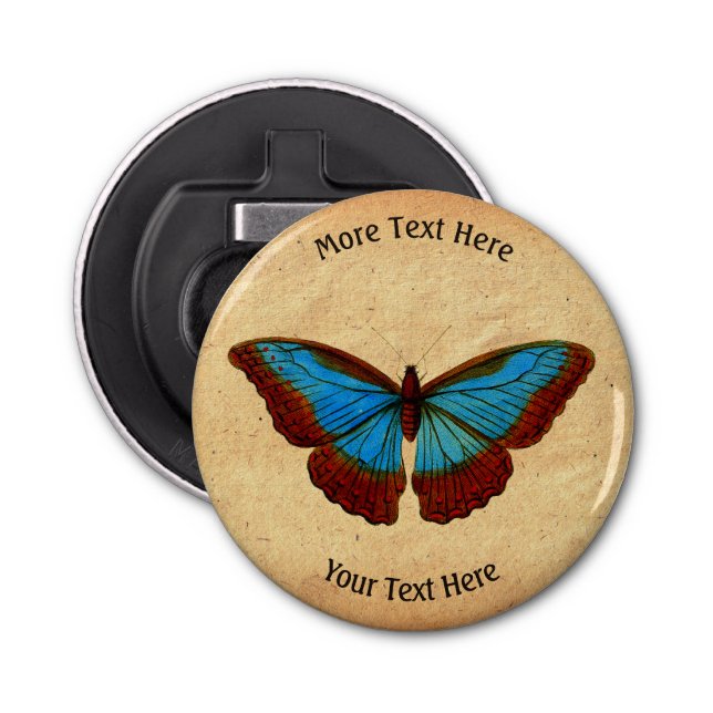 Vintage Butterfly Illustration Bottle Opener (Front)