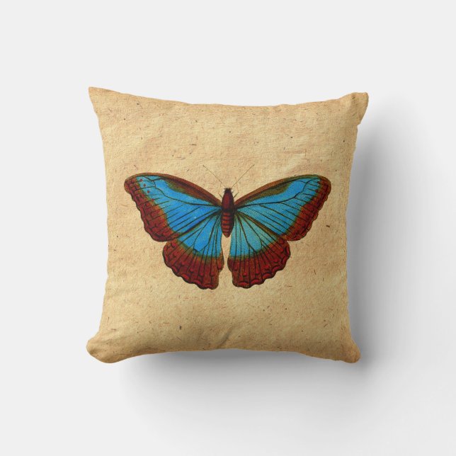 Vintage Butterfly Illustration Cushion (Front)