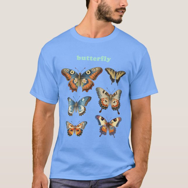 Vintage Butterfly Illustrations funny T-Shirt (Front)