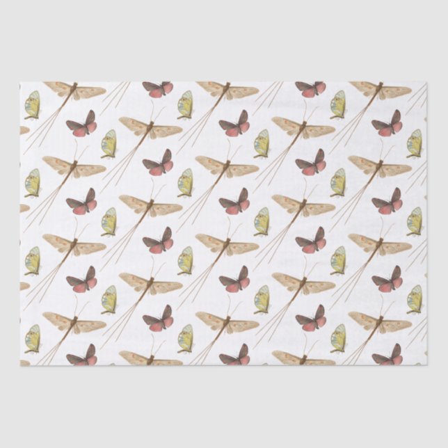 Vintage Butterfly Insect Elegant Birthday  Tissue Paper (Front)