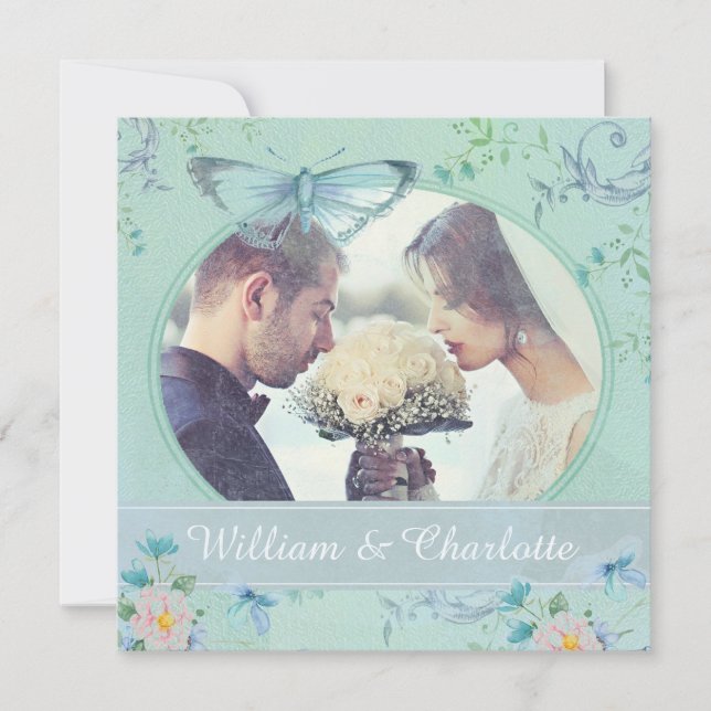 Vintage Butterfly Invitation Custom Photo (Front)