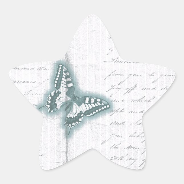 Vintage Butterfly letter Star Sticker (Front)