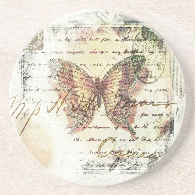 Vintage butterfly mail coaster (Front)