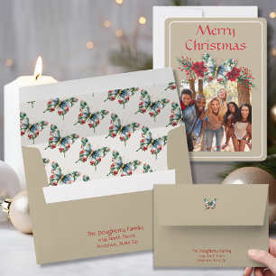 Vintage Butterfly Merry Christmas  Envelope