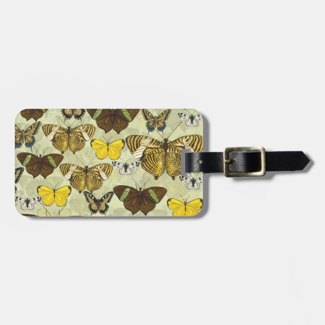 Vintage Butterfly Moth Chart Pattern Luggage Tag (Front Horizontal)