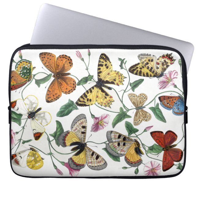 Vintage Butterfly & Moth Painting Laptop Sleeve (Front)