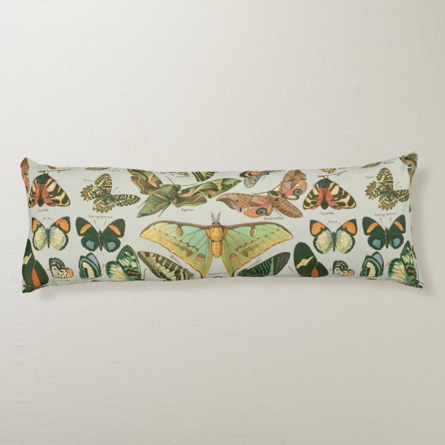 Vintage Butterfly Moth Pattern Print Body Cushion (Back)