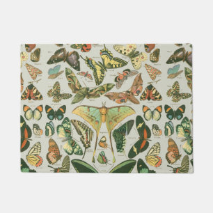 Vintage Butterfly Moth Pattern Print Doormat