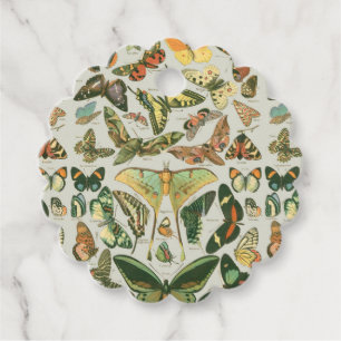 Vintage Butterfly Moth Pattern Print Favour Tags