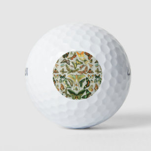 Vintage Butterfly Moth Pattern Print Golf Balls