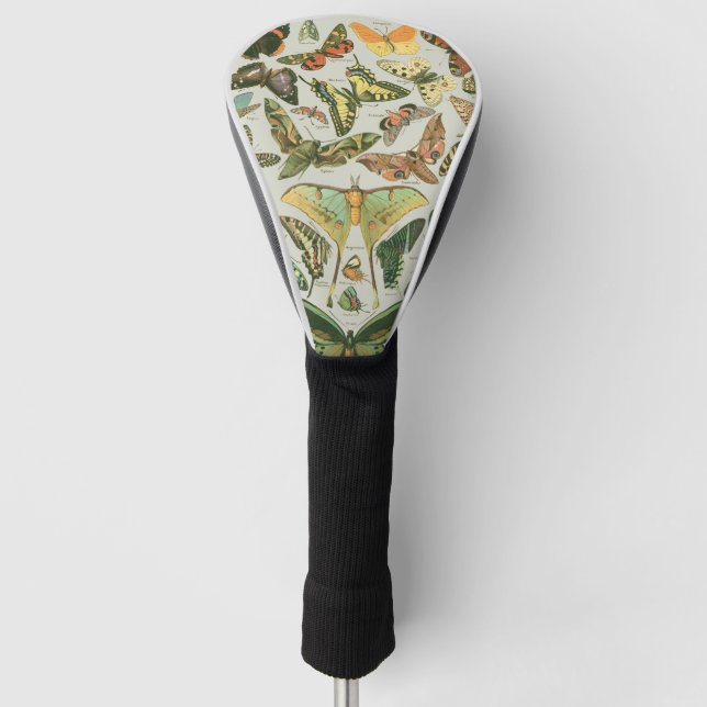 Vintage Butterfly Moth Pattern Print Golf Head Cover (Front)