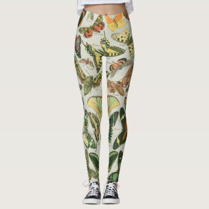 Vintage Butterfly Moth Pattern Print Leggings