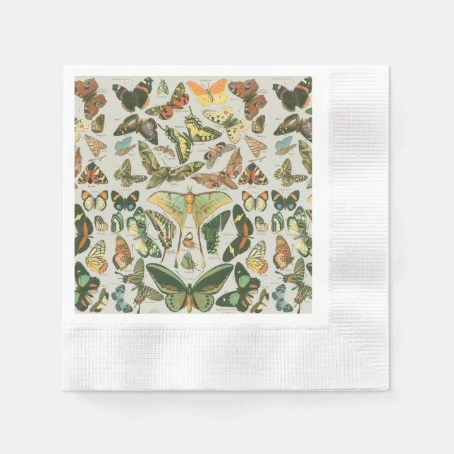 Vintage Butterfly Moth Pattern Print Napkin (Front)