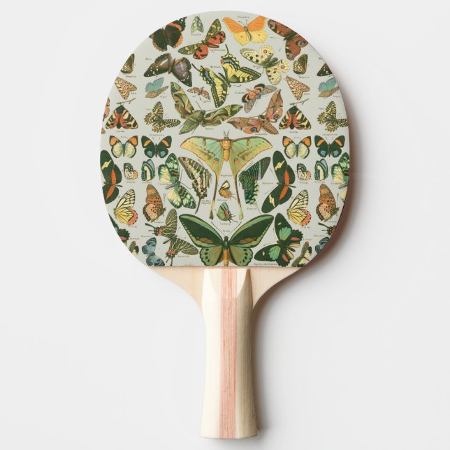 Vintage Butterfly Moth Pattern Print Ping Pong Paddle (Front)