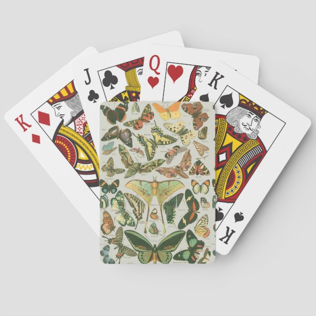 Vintage Butterfly Moth Pattern Print Playing Cards (Back)