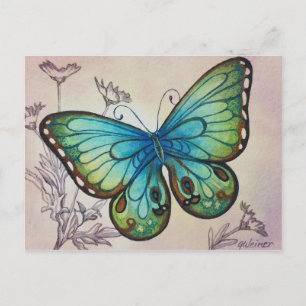 Vintage Butterfly No. 7 Watercolor Art Postcard