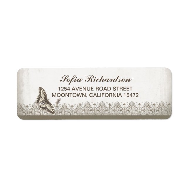 vintage butterfly old address labels (Front)
