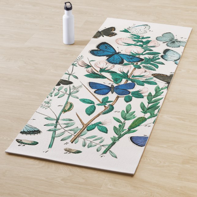 Vintage Butterfly Old Illustration Art Yoga Mat (In Situ)