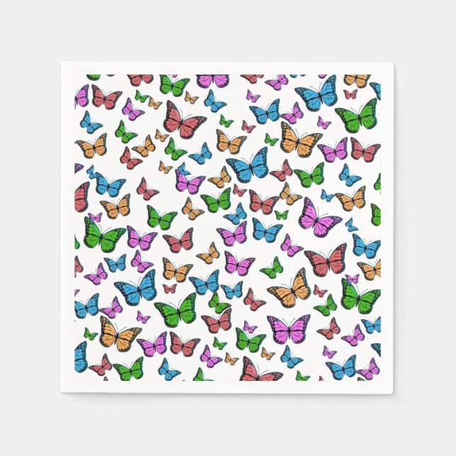 Vintage Butterfly Papillon Illustration Art  Napkin (Front)