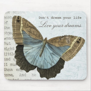 Vintage butterfly positive inspirational quote mouse pad