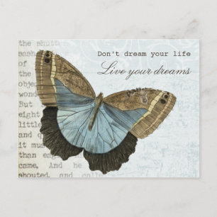 Vintage butterfly positive inspirational quote postcard