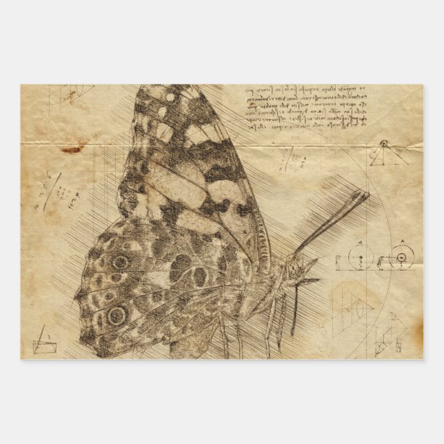 Vintage Butterfly | Rustic Style | Decoupage Wrapping Paper Sheet (Front)