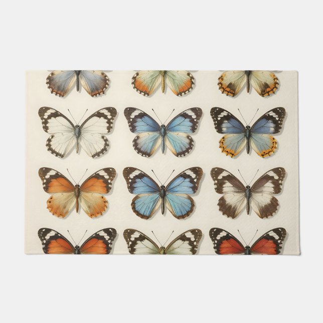 Vintage Butterfly Specimen Collection Doormat (Front)